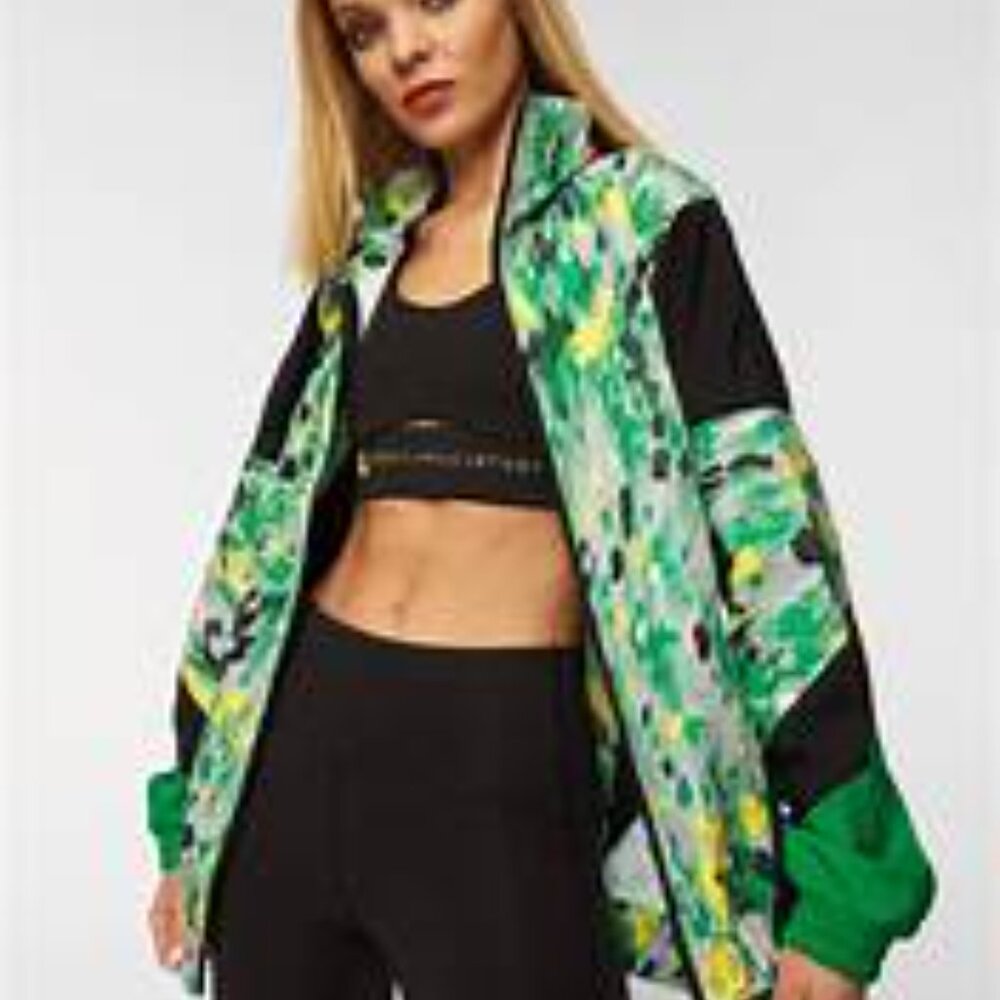Adidas by Stella McCartney Green Printed Track Jacket with Black Accents